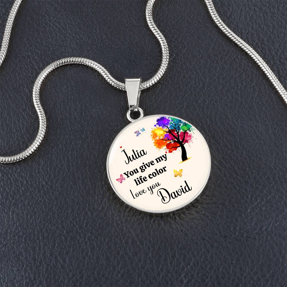 Personalized You Give My Life Color Necklace