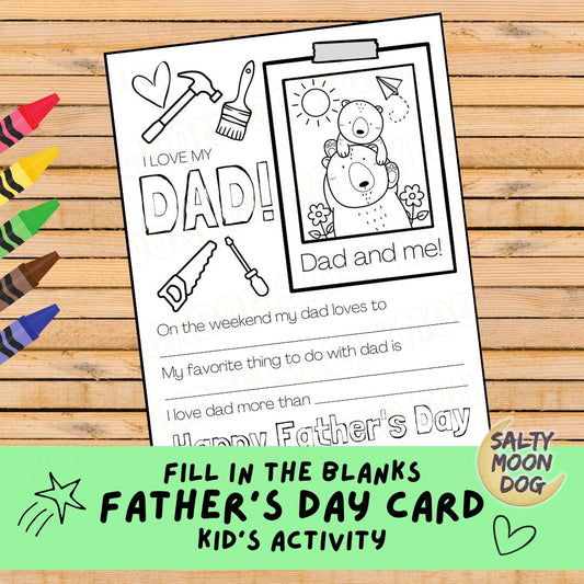 Father's Day Fill in the Blanks, All About Dad