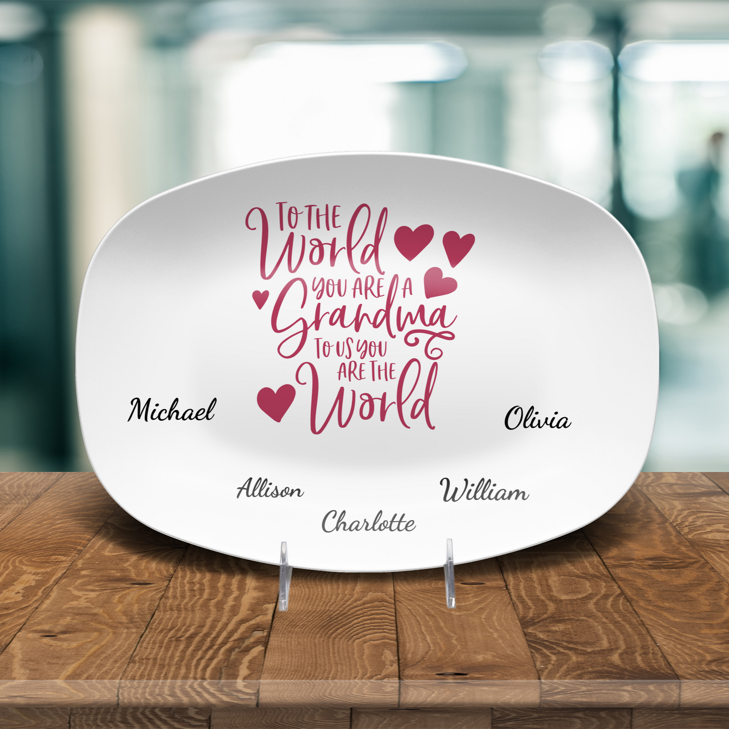 To The World Personalized Grandma Platter