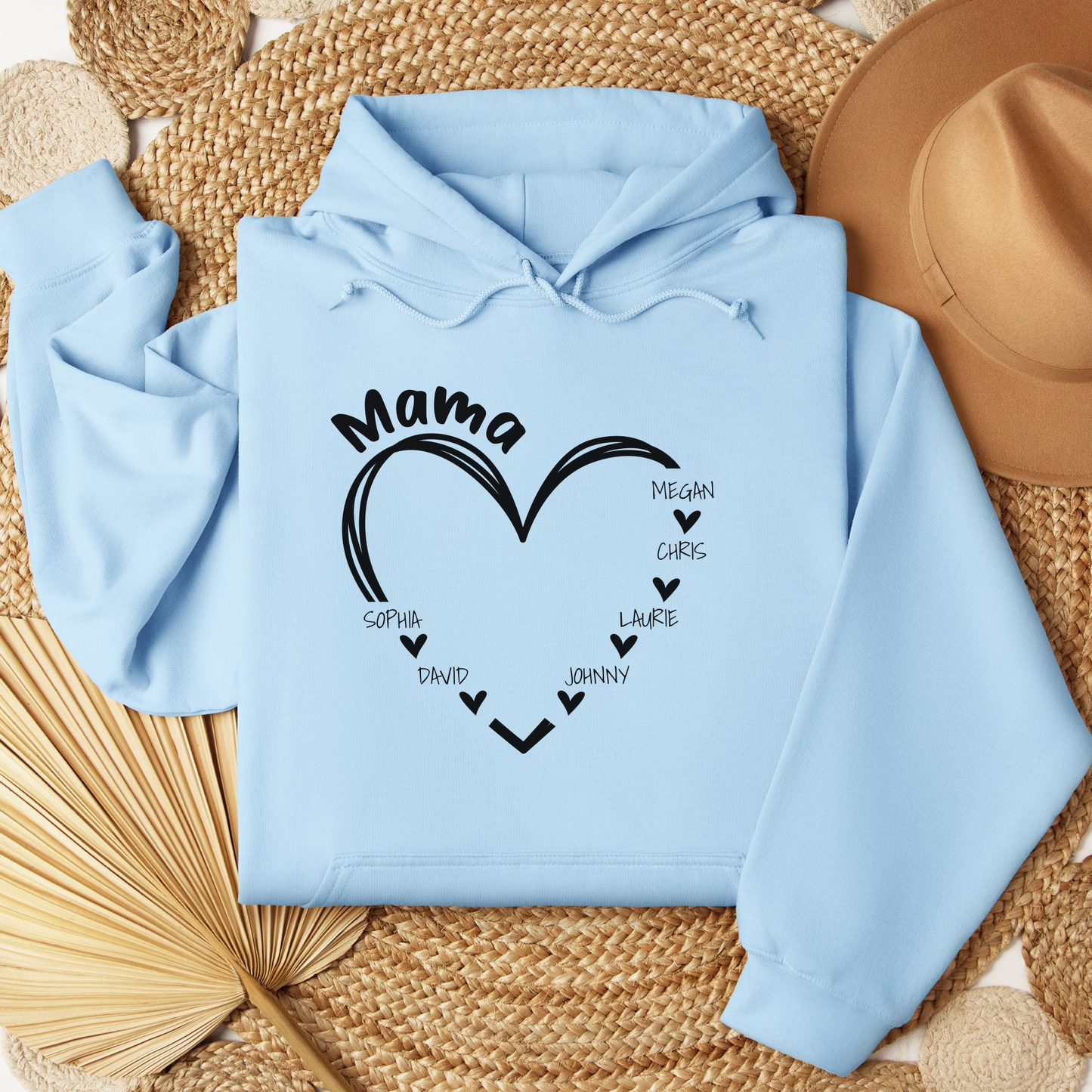 Personalized Mom Heart Name Hoodie