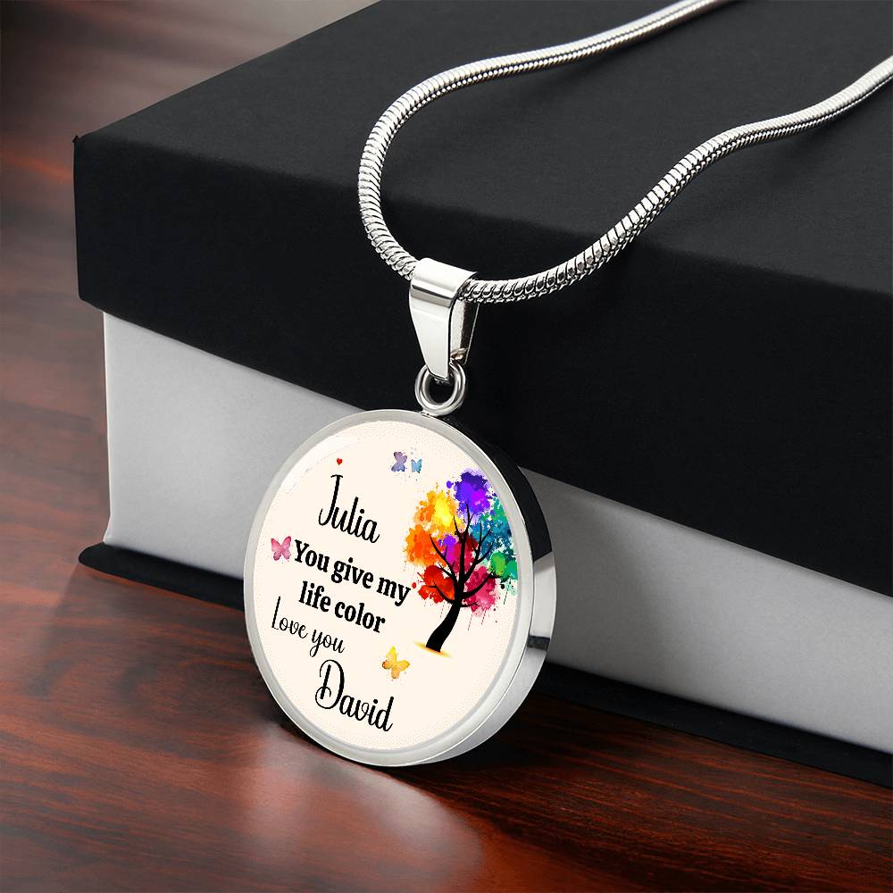 Personalized You Give My Life Color Necklace