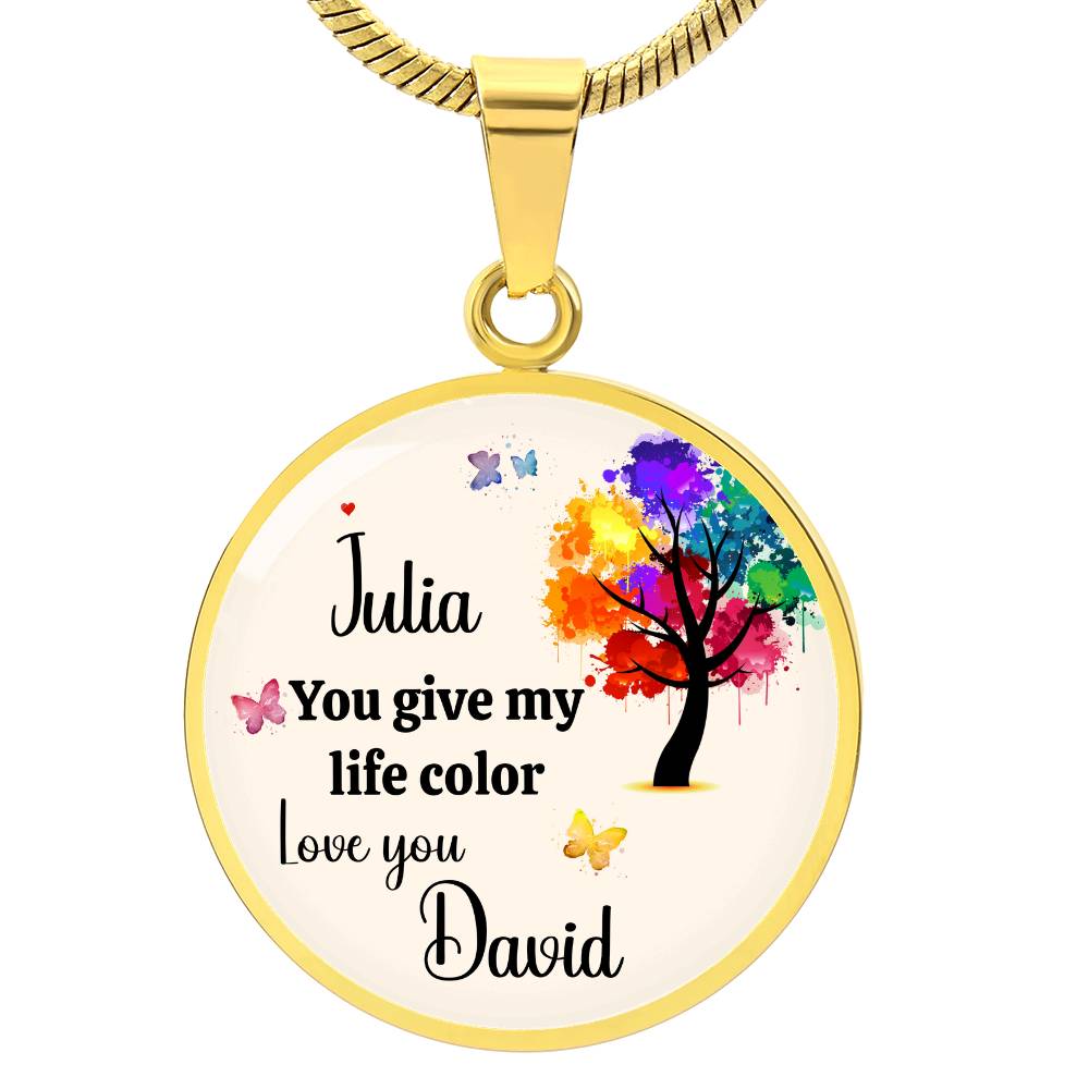 Personalized You Give My Life Color Necklace