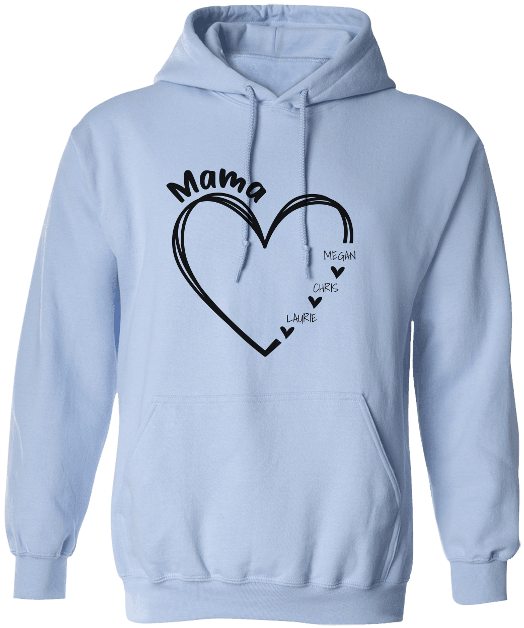 Personalized Mom Heart Name Hoodie