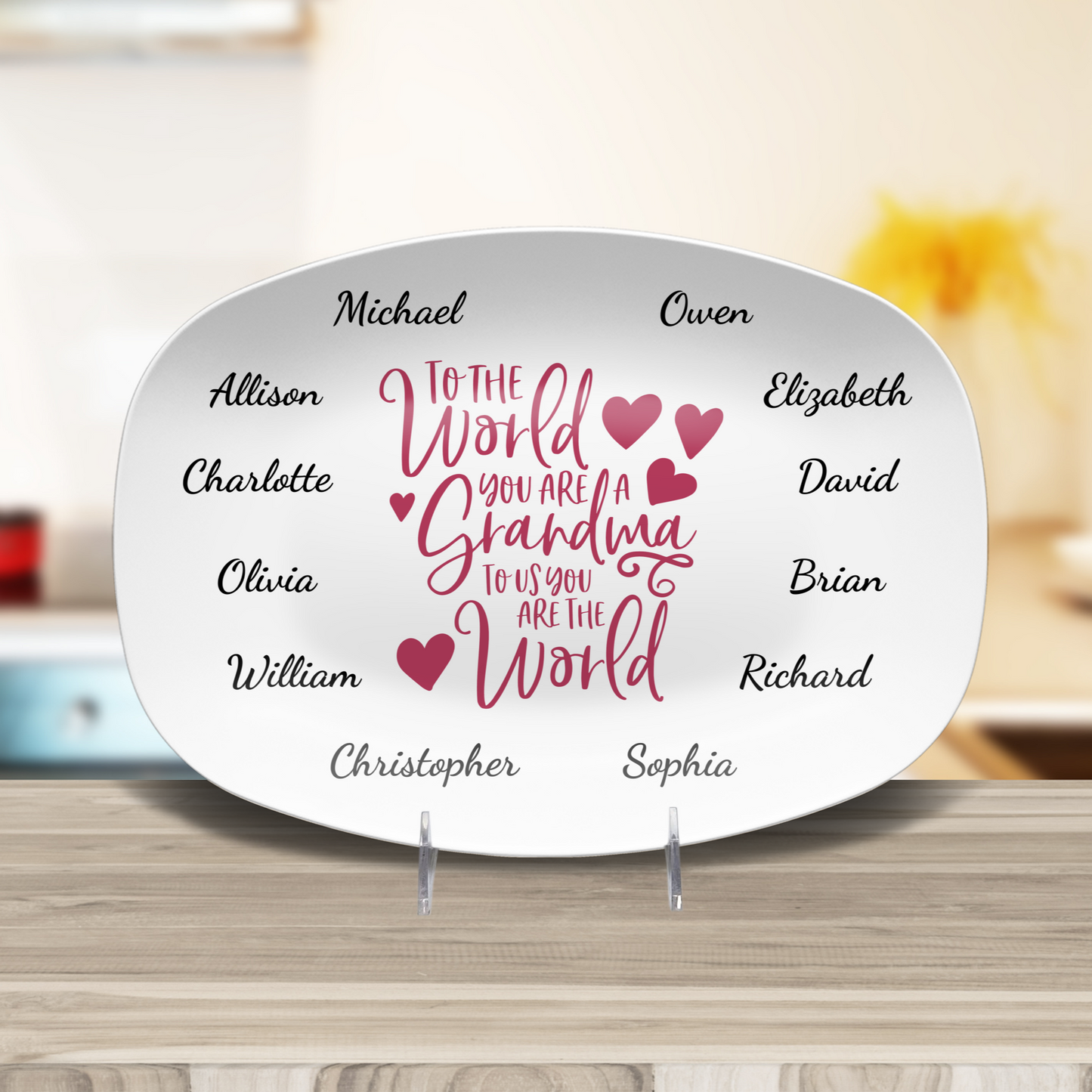 To The World Personalized Grandma Platter