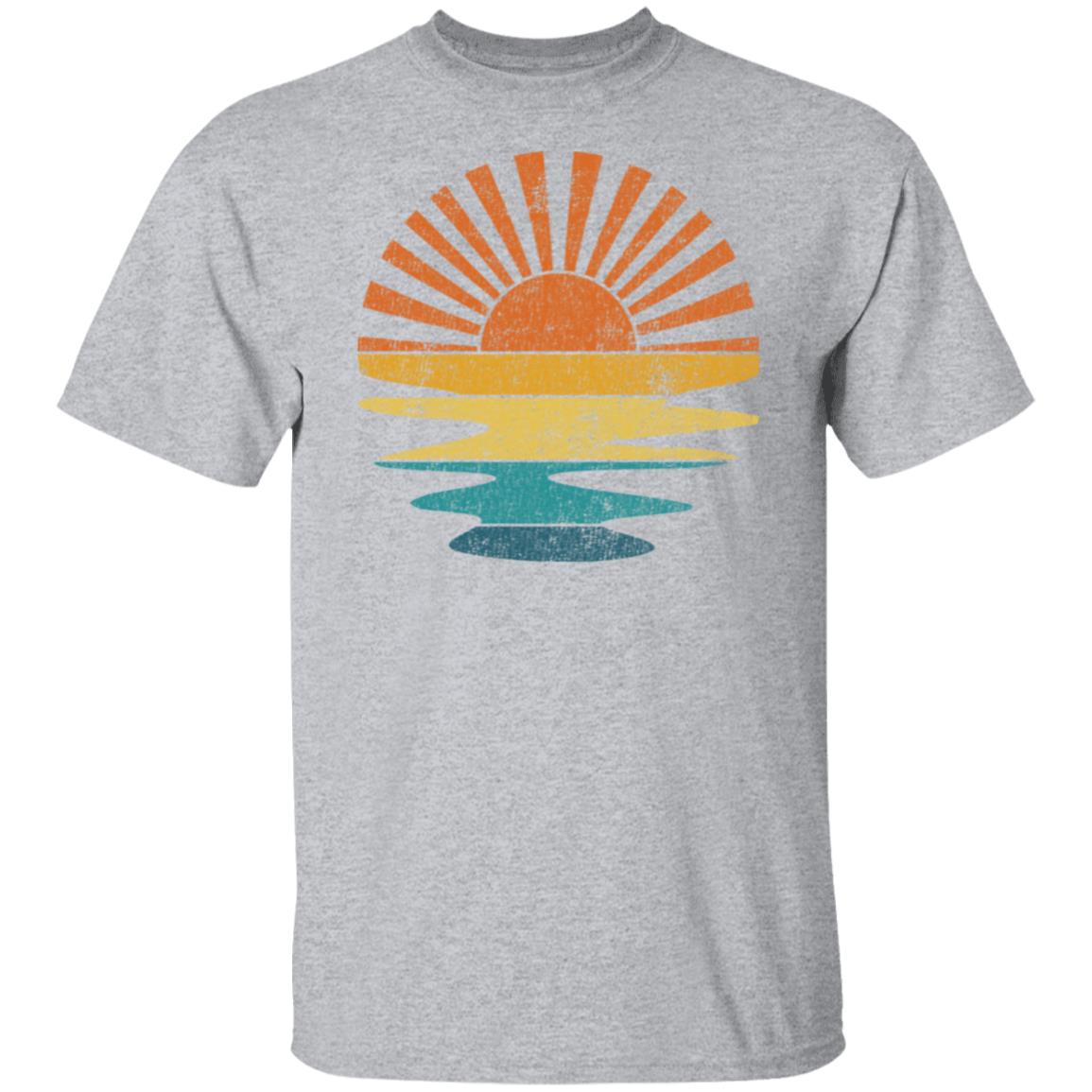 Retro Sunset Rays Wavy T-Shirt