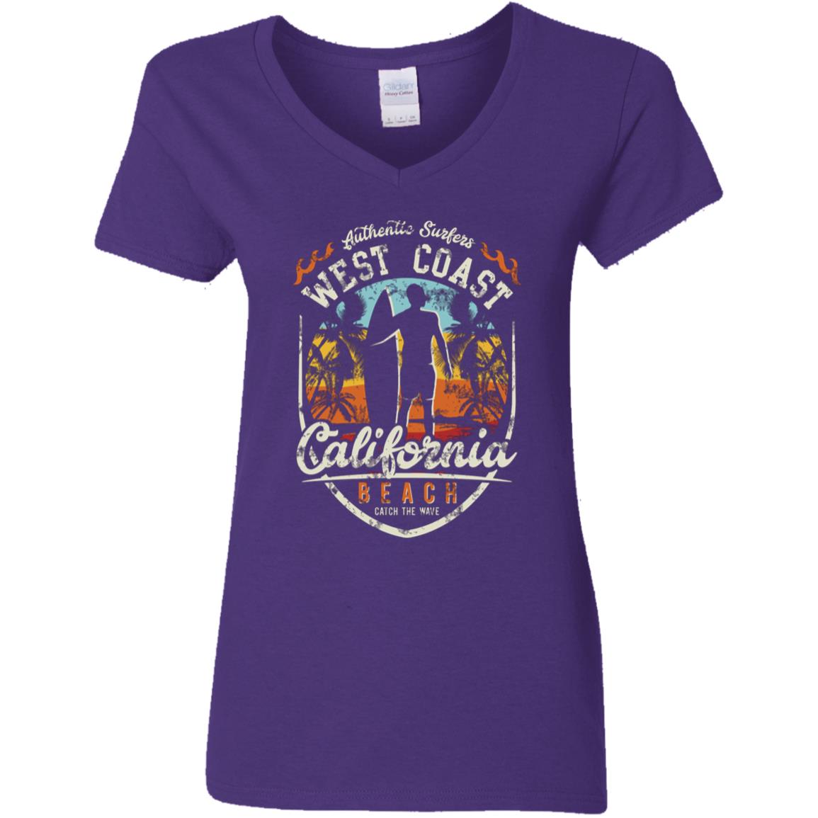 West Coast California Surfer Ladies T-Shirt