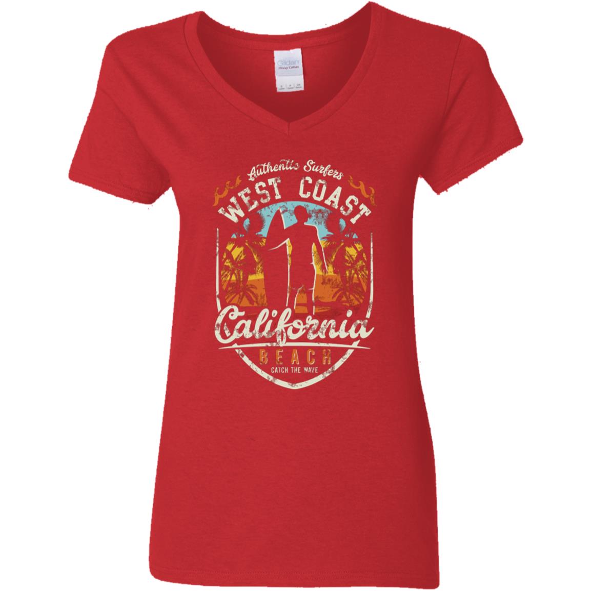 West Coast California Surfer Ladies T-Shirt