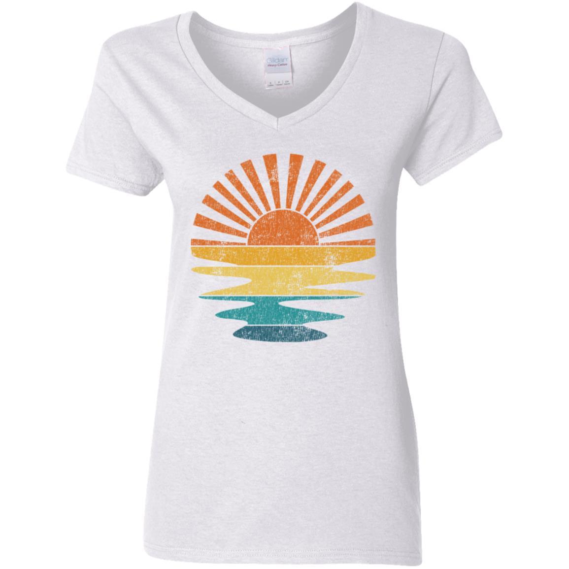 Distressed Retro Sunset Ladies T-Shirt