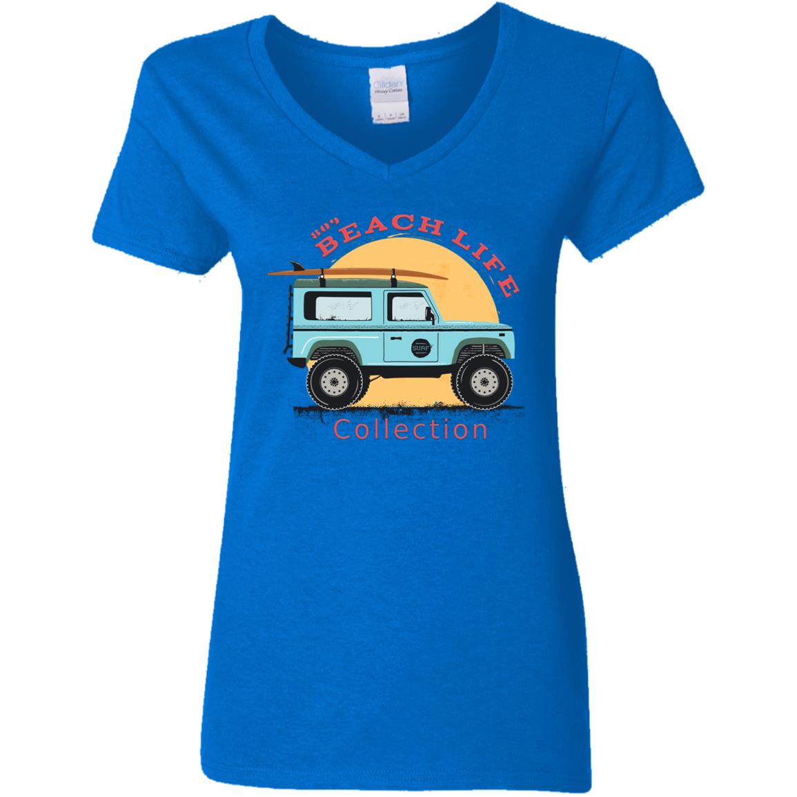 Beach Car Surfboard Ladies T-Shirt