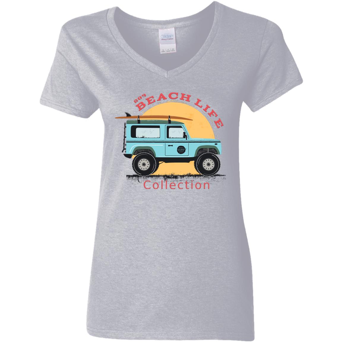 Beach Car Surfboard Ladies T-Shirt
