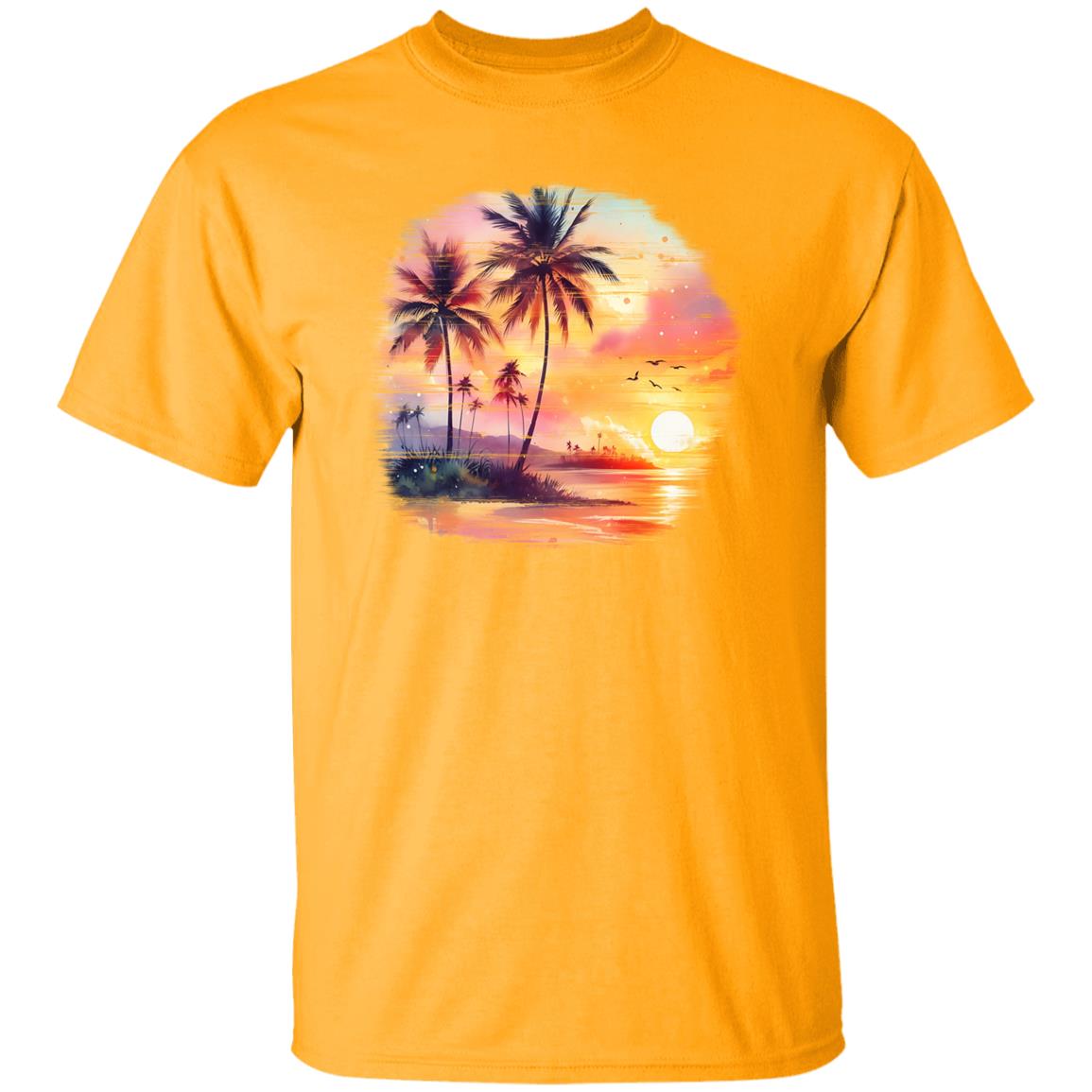 Retro Tropical Sunset Distressed Tee