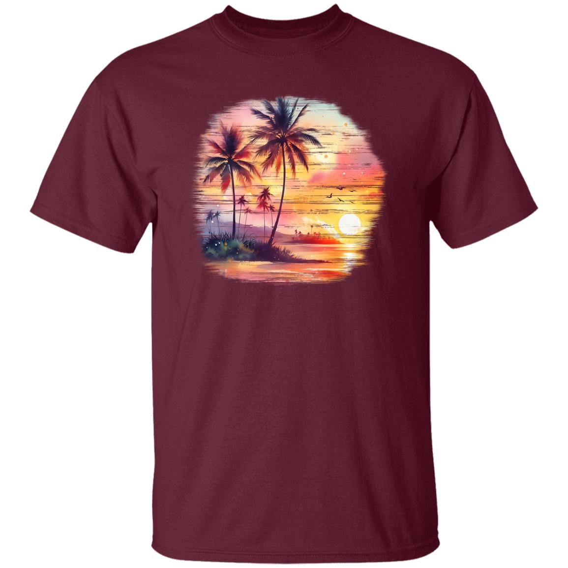 Retro Tropical Sunset Distressed Tee