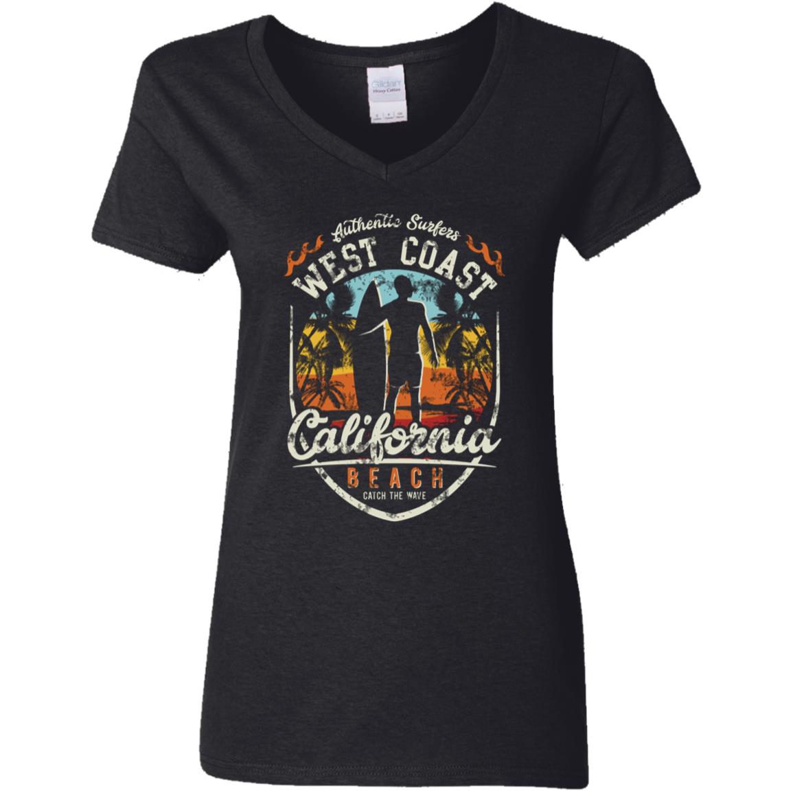West Coast California Surfer Ladies T-Shirt