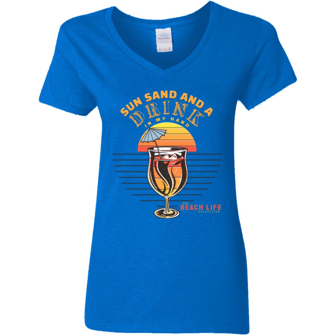 Sun Sand Drink In Hand Ladies T-Shirt