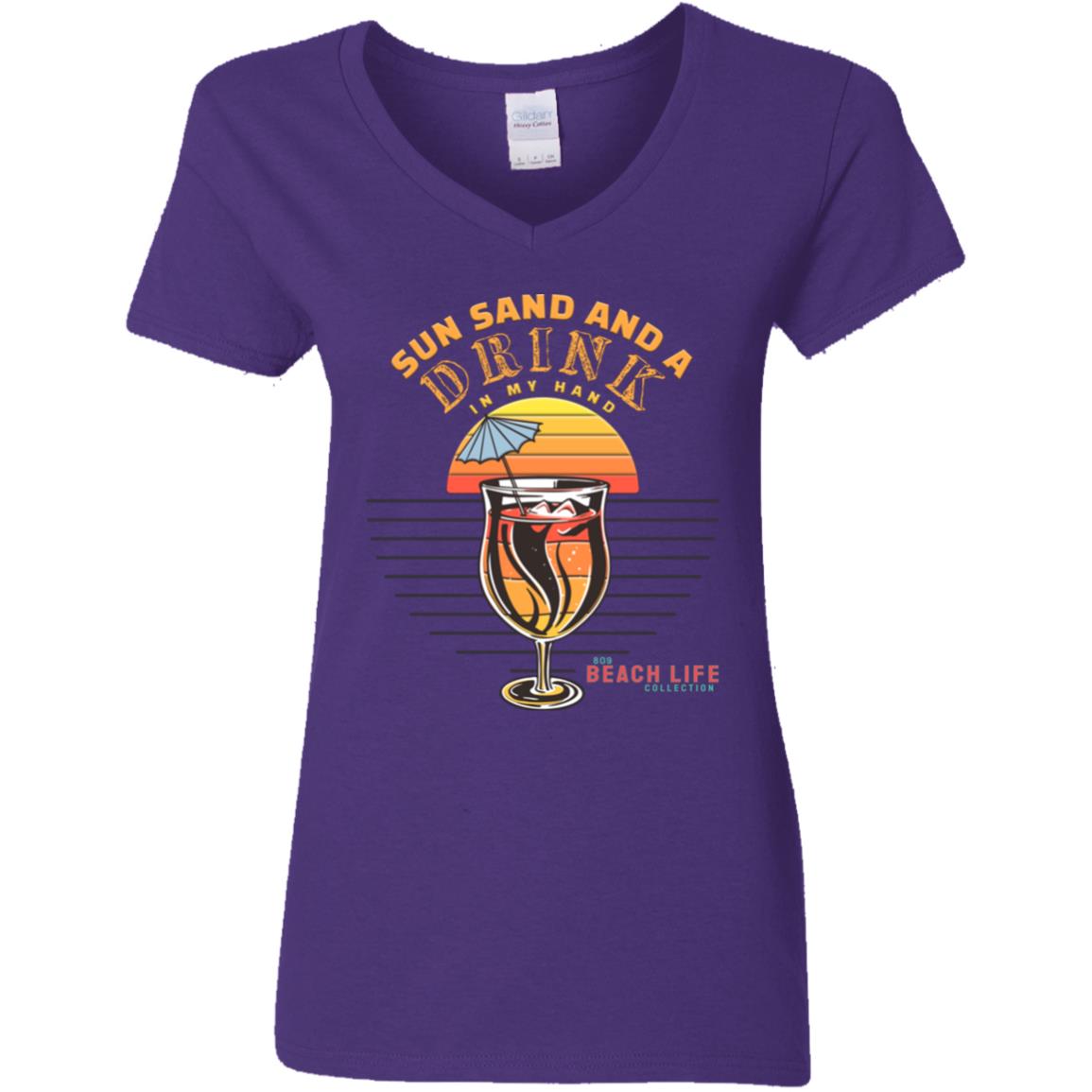 Sun Sand Drink In Hand Ladies T-Shirt