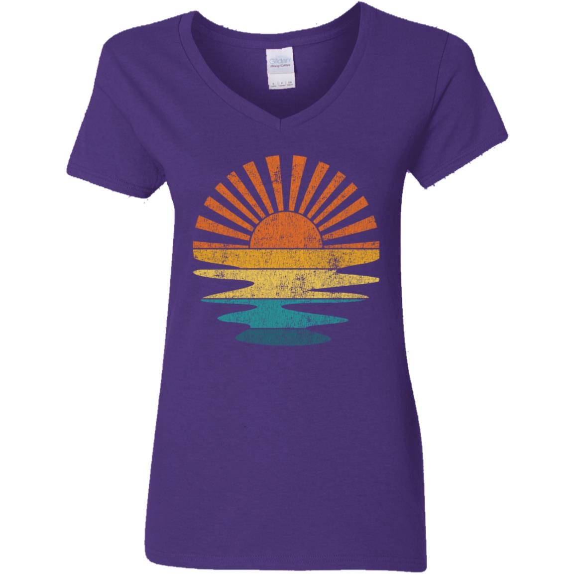 Distressed Retro Sunset Ladies T-Shirt