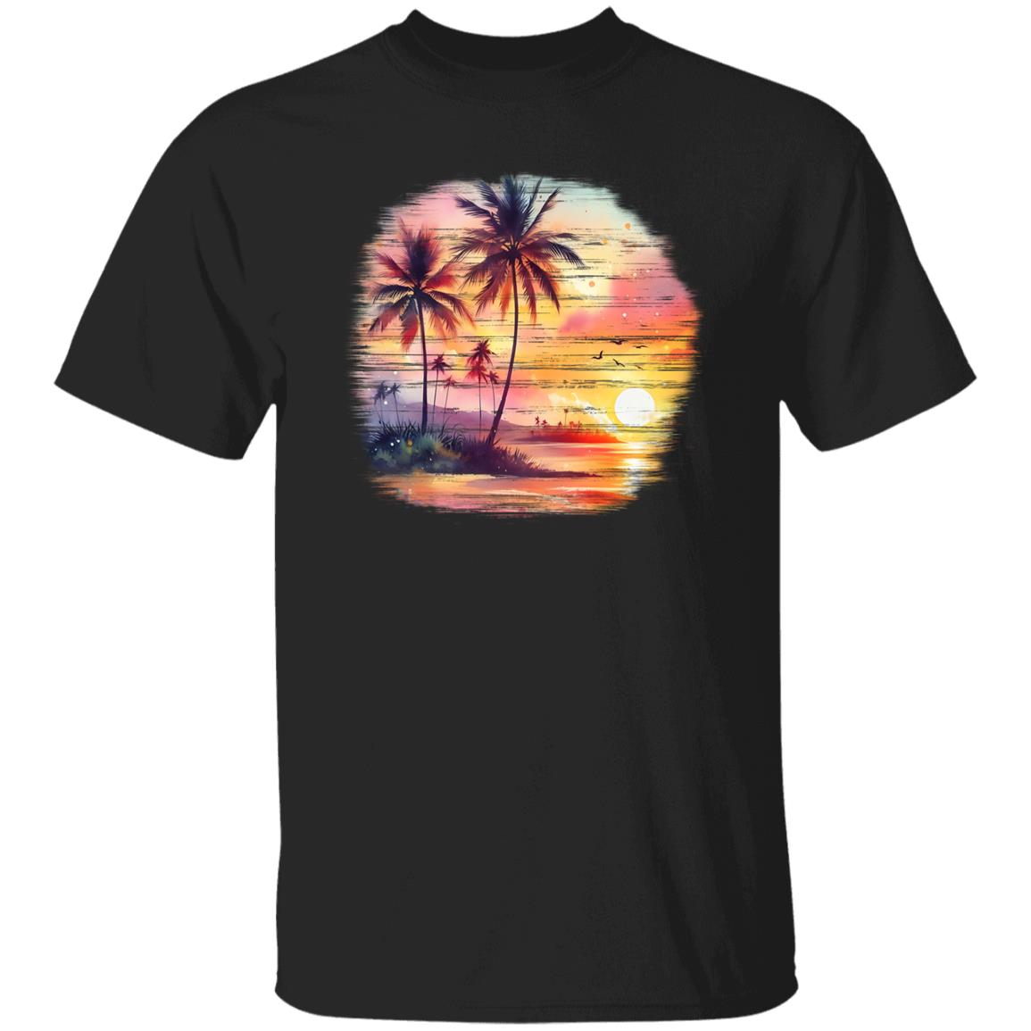 Retro Tropical Sunset Distressed Tee