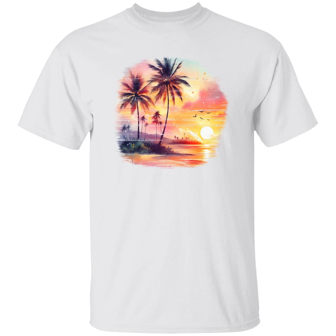 Retro Tropical Sunset Distressed Tee