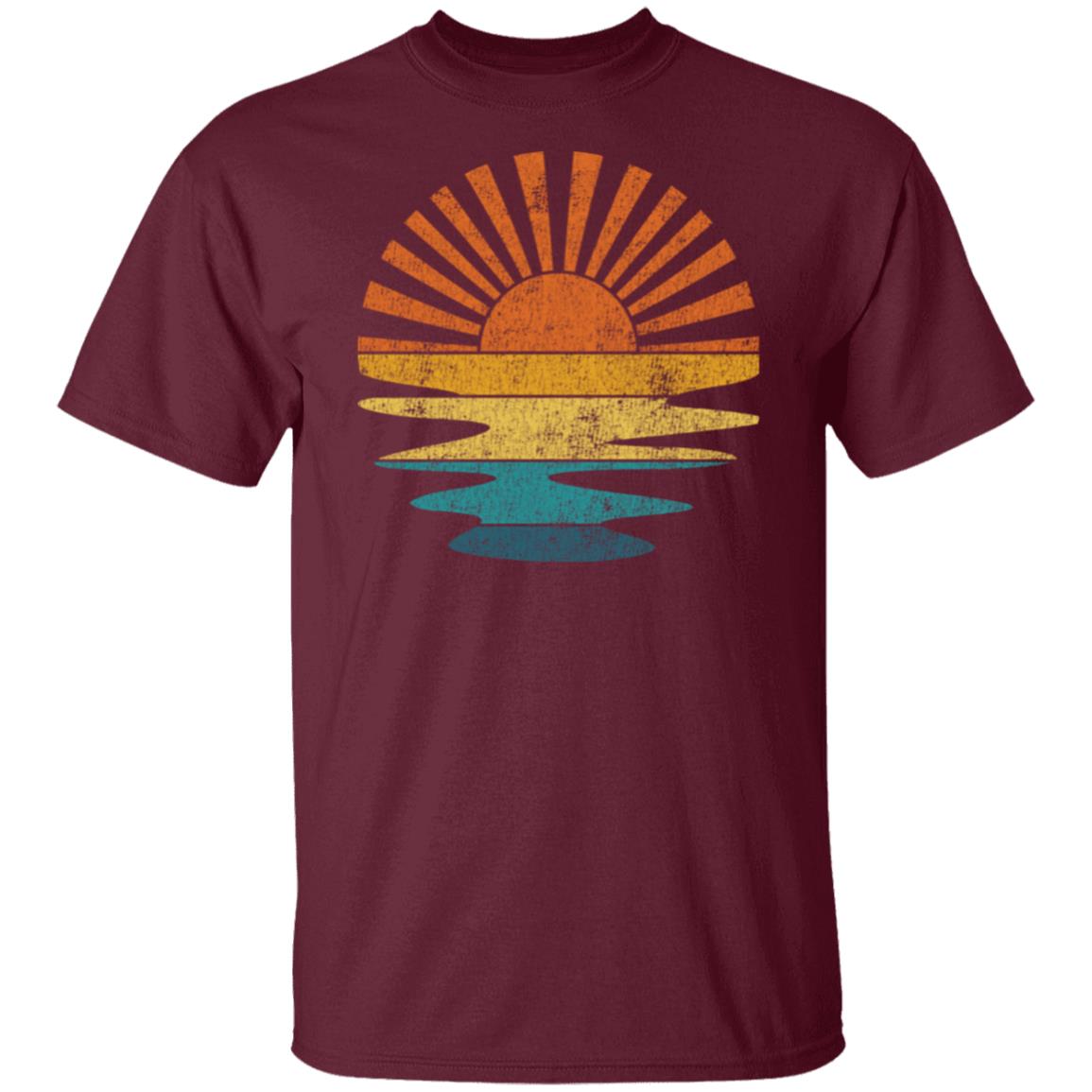 Retro Sunset Rays Wavy T-Shirt
