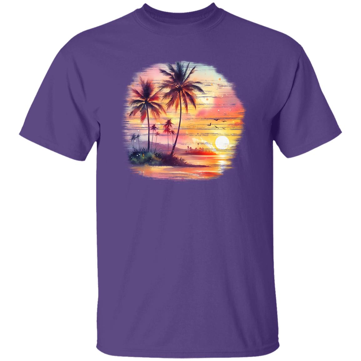 Retro Tropical Sunset Distressed Tee