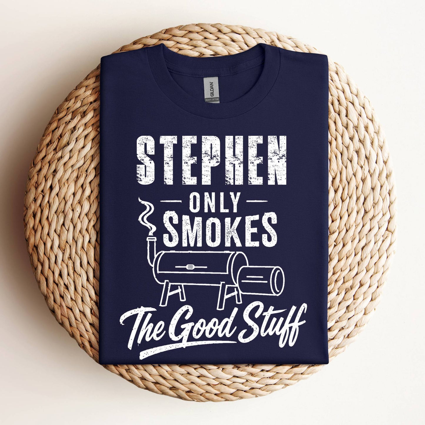 Personalized Only Smoke the Good Stuff Distressed BBQ T-Shirt