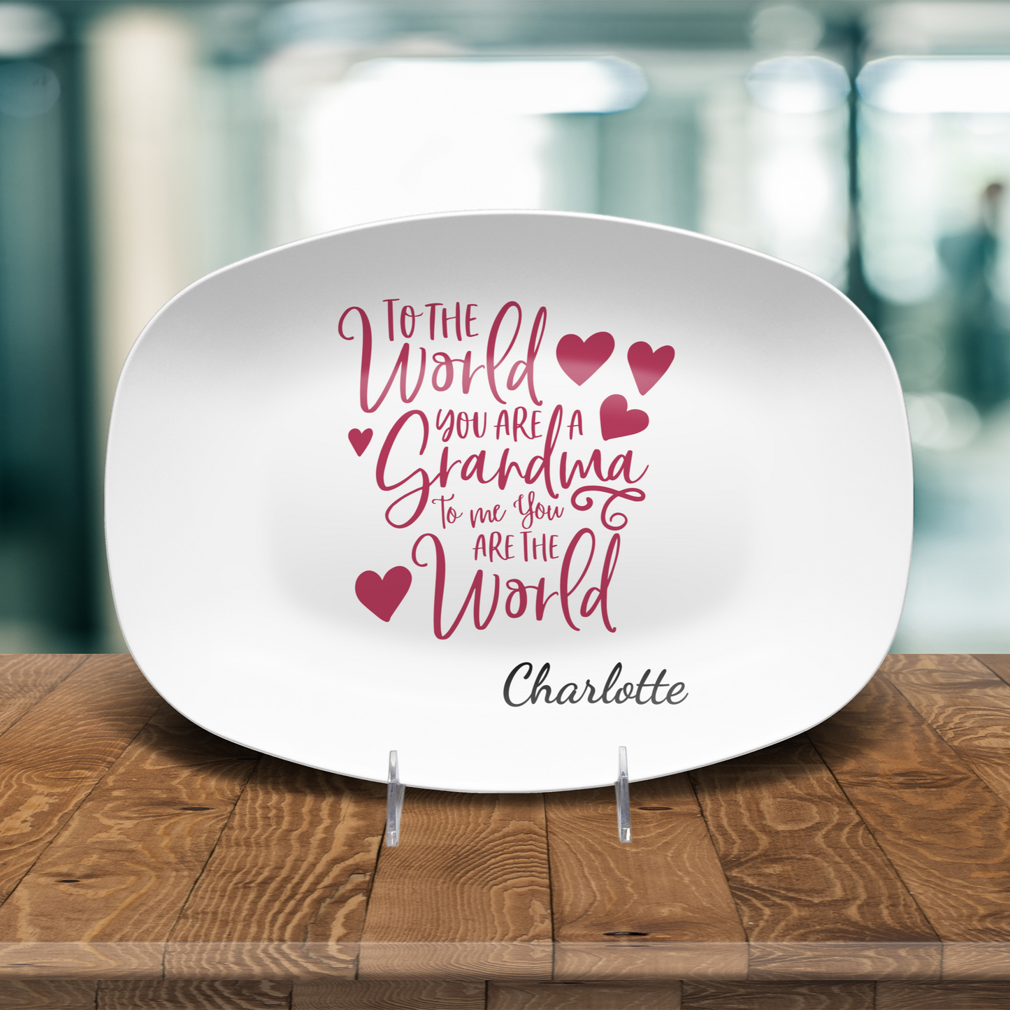 To The World Personalized Grandma Platter