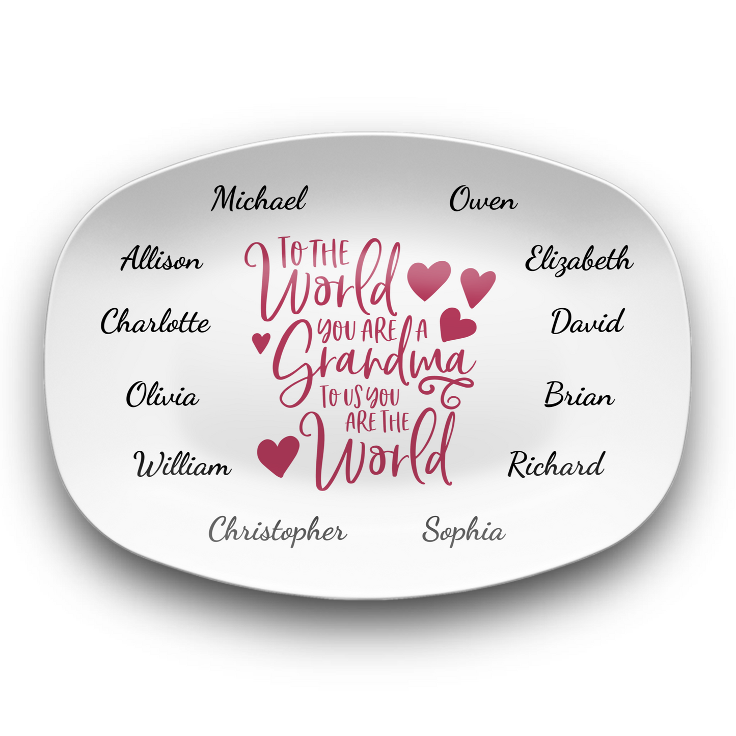 To The World Personalized Grandma Platter
