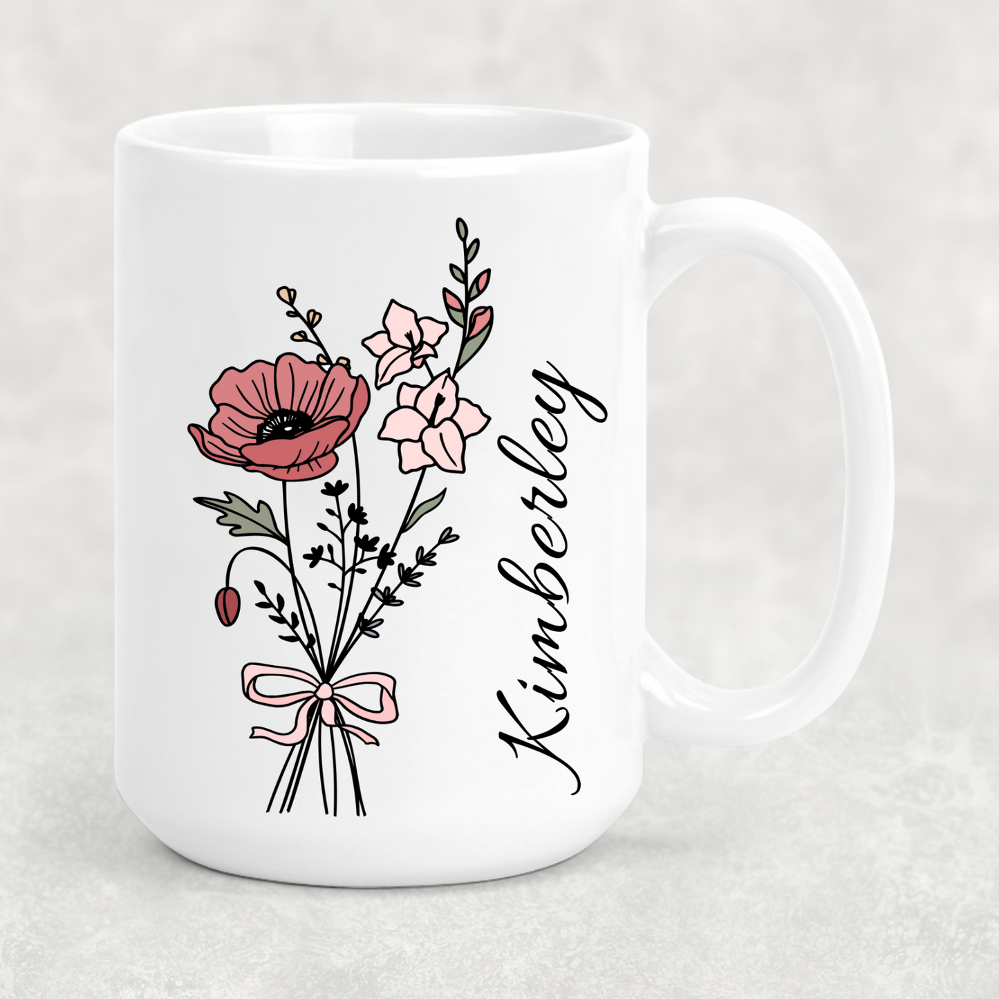 Personalized Coquette Birth Flower Mug