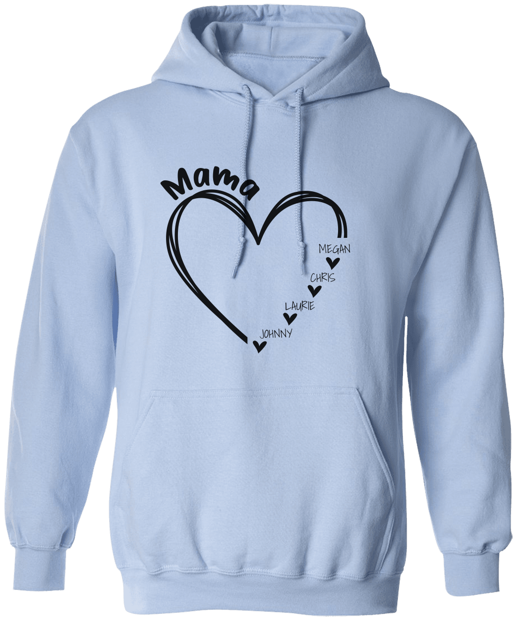 Personalized Mom Heart Name Hoodie