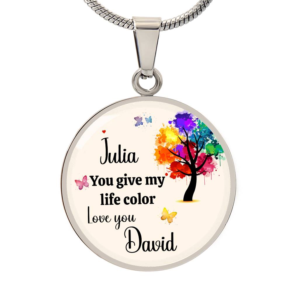 Personalized You Give My Life Color Necklace