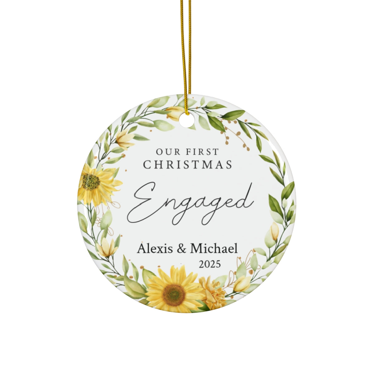 Sunflower Engagement Ornament