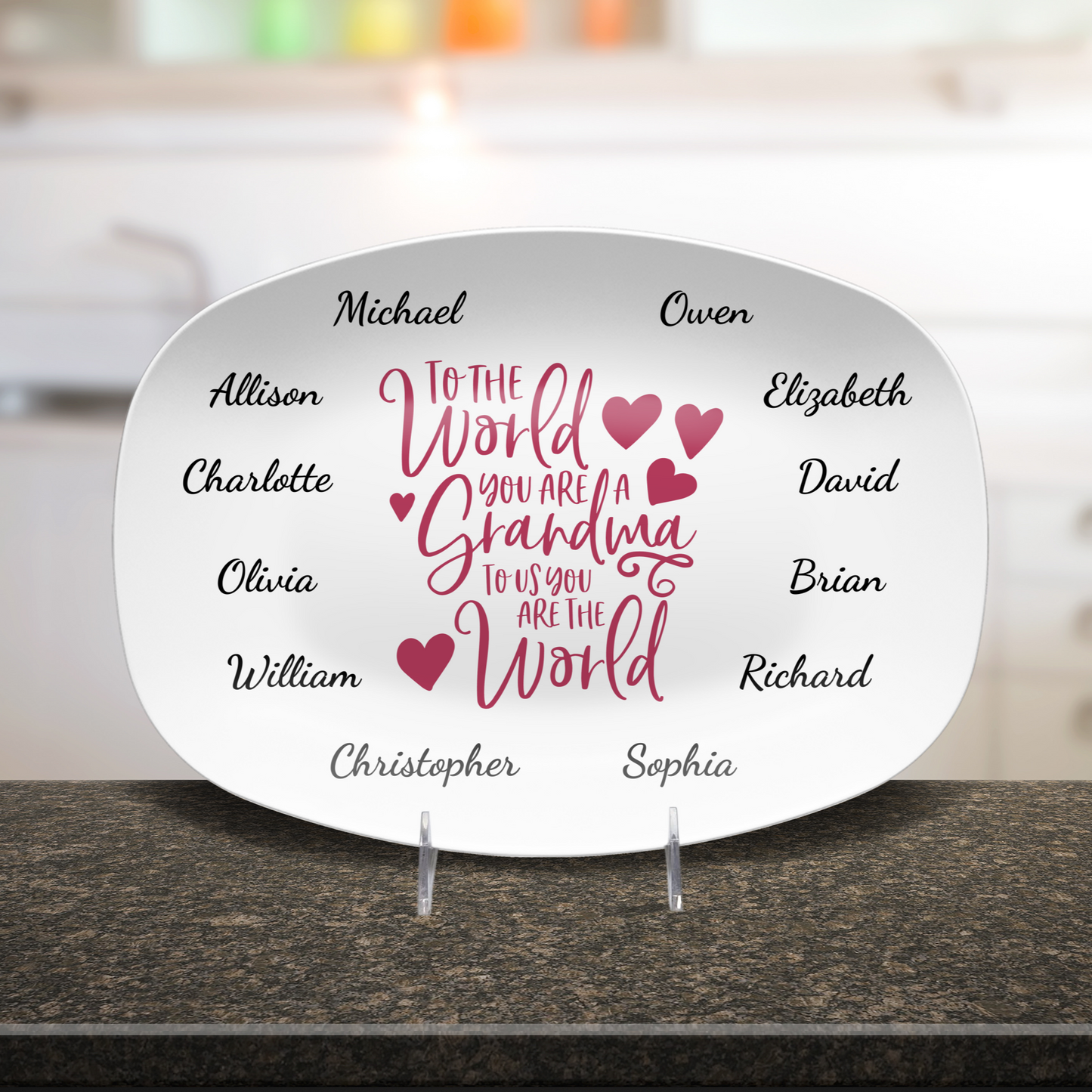 To The World Personalized Grandma Platter