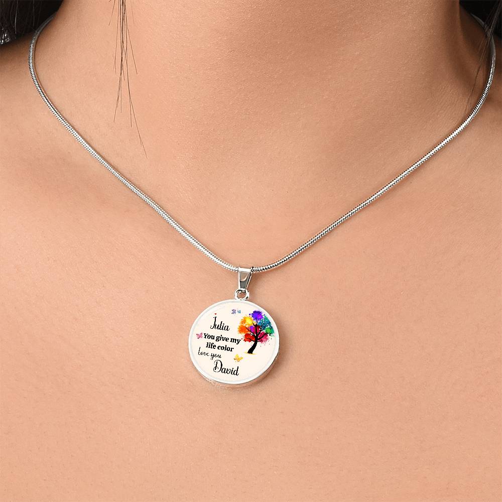 Personalized You Give My Life Color Necklace