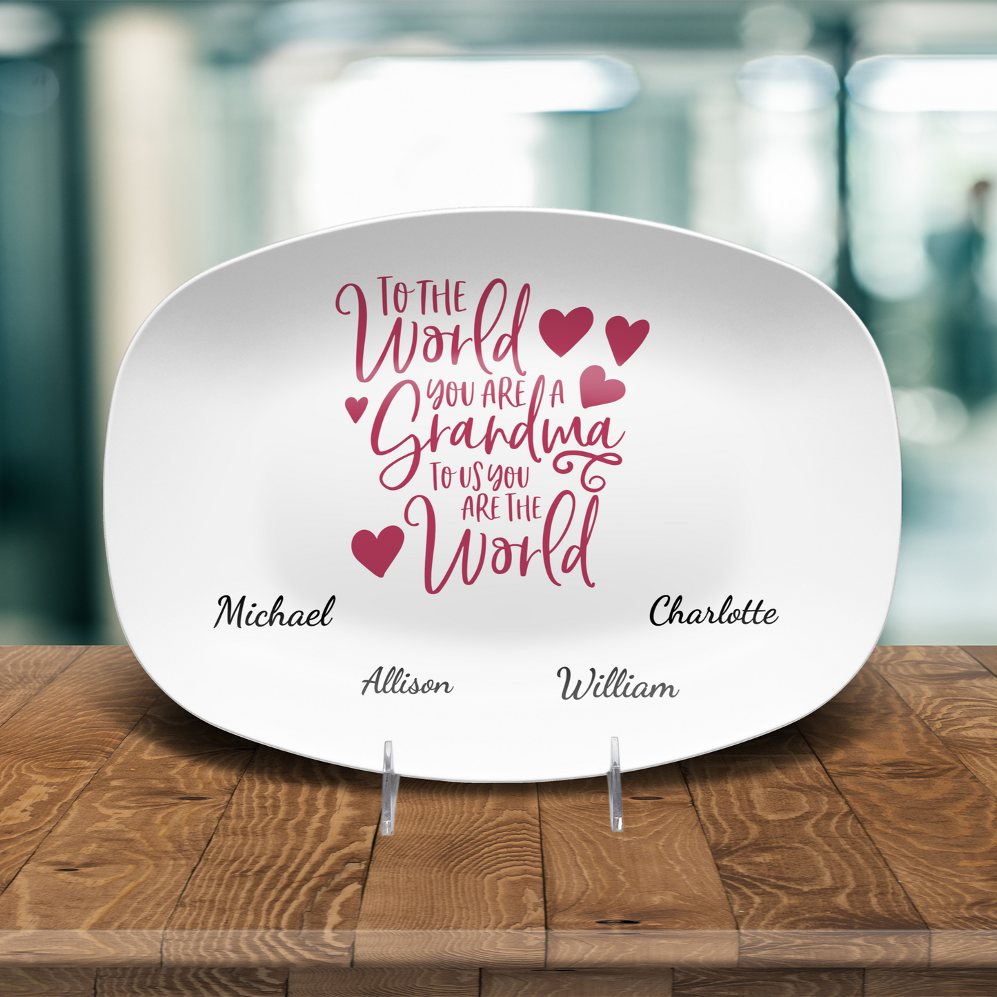 To The World Personalized Grandma Platter