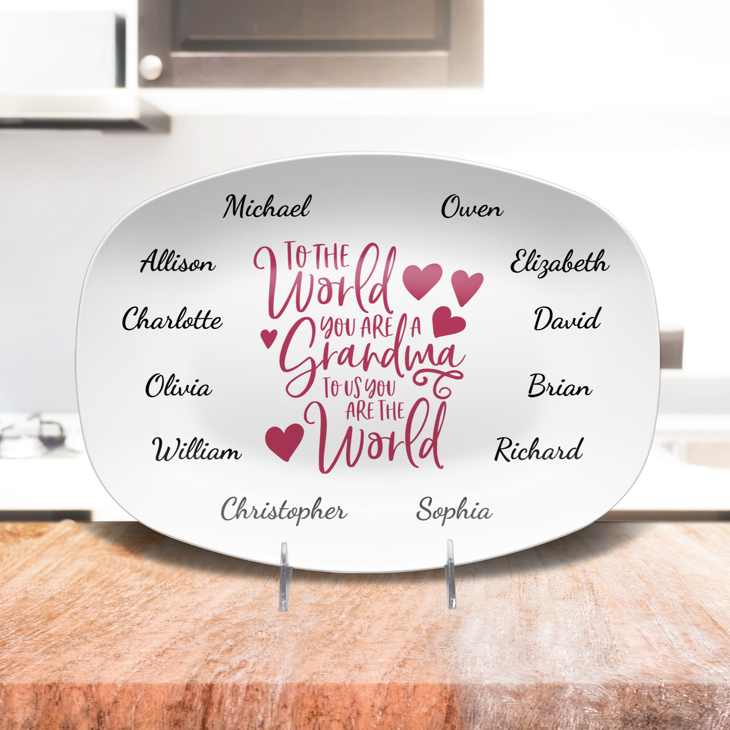 To The World Personalized Grandma Platter