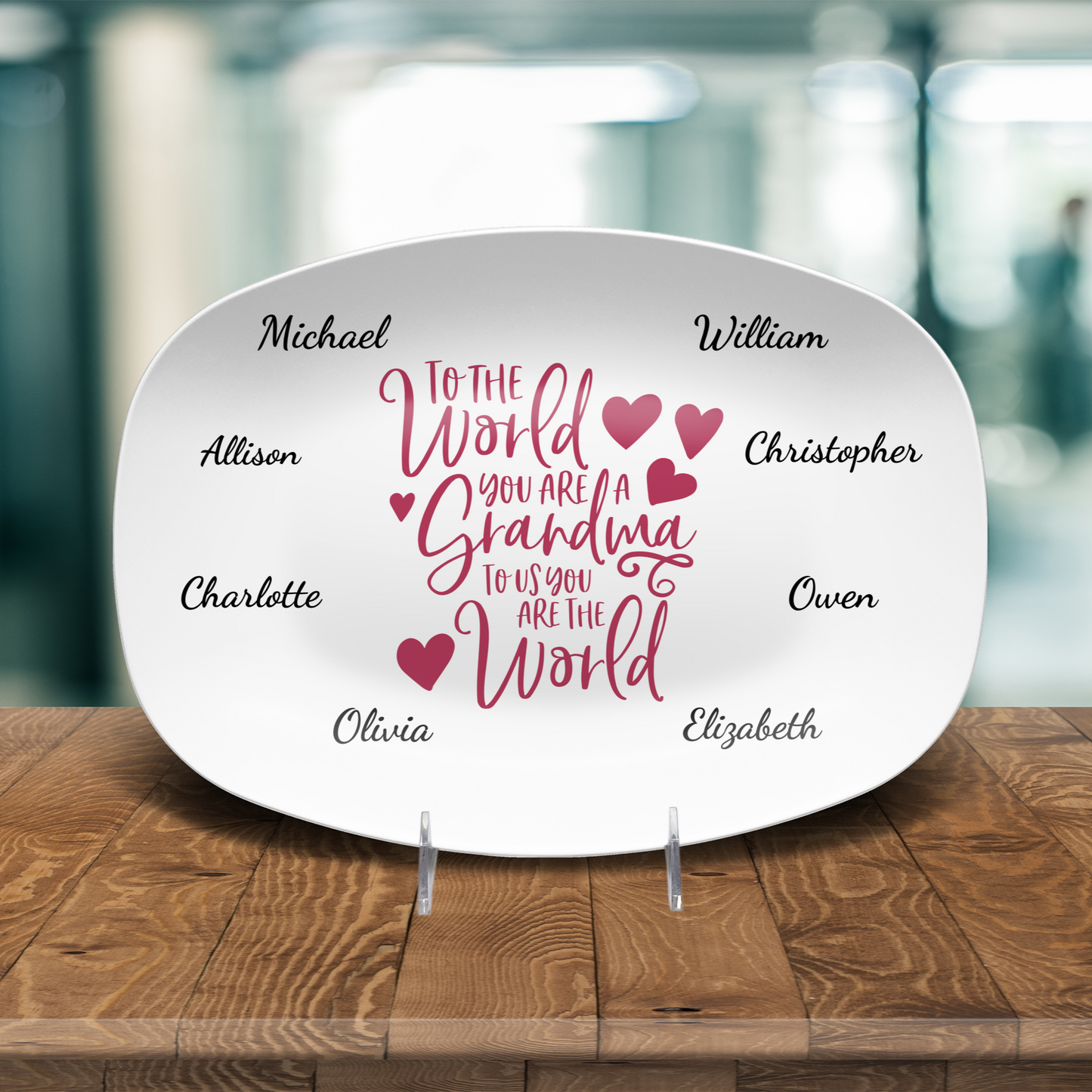 To The World Personalized Grandma Platter