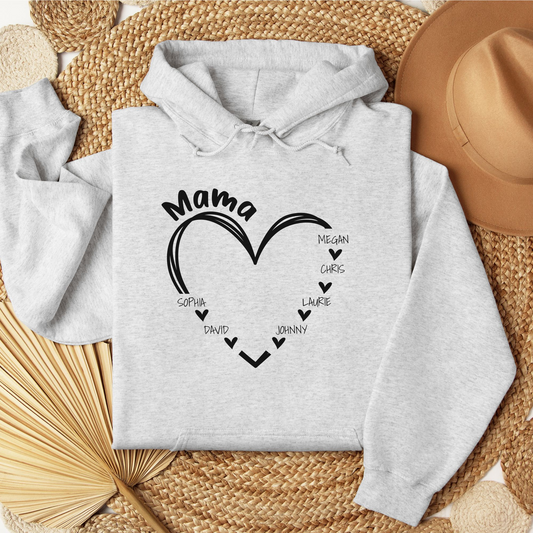 Personalized Mom Heart Name Hoodie