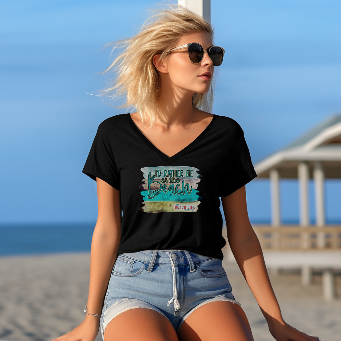 Rather Be At The Beach Ladies T-Shirt