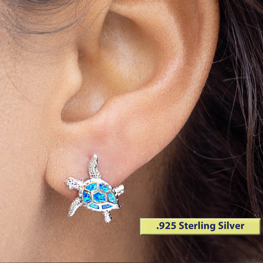 Gift For Her • Women's Opal Turtle Earrings