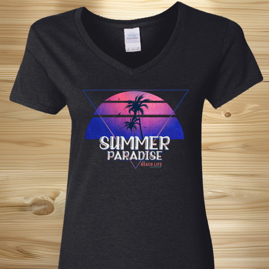 Summer Paradise Retro Ladies T-Shirt