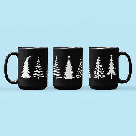 Christmas Trees 15 oz. Black Mug