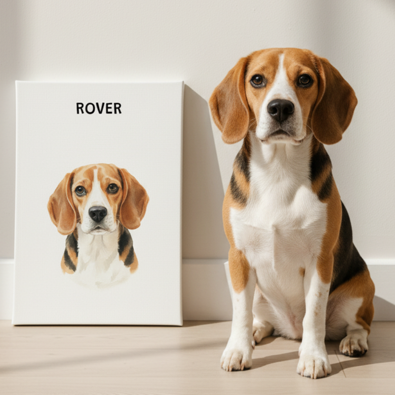 Custom minimalist watercolor dog portrait