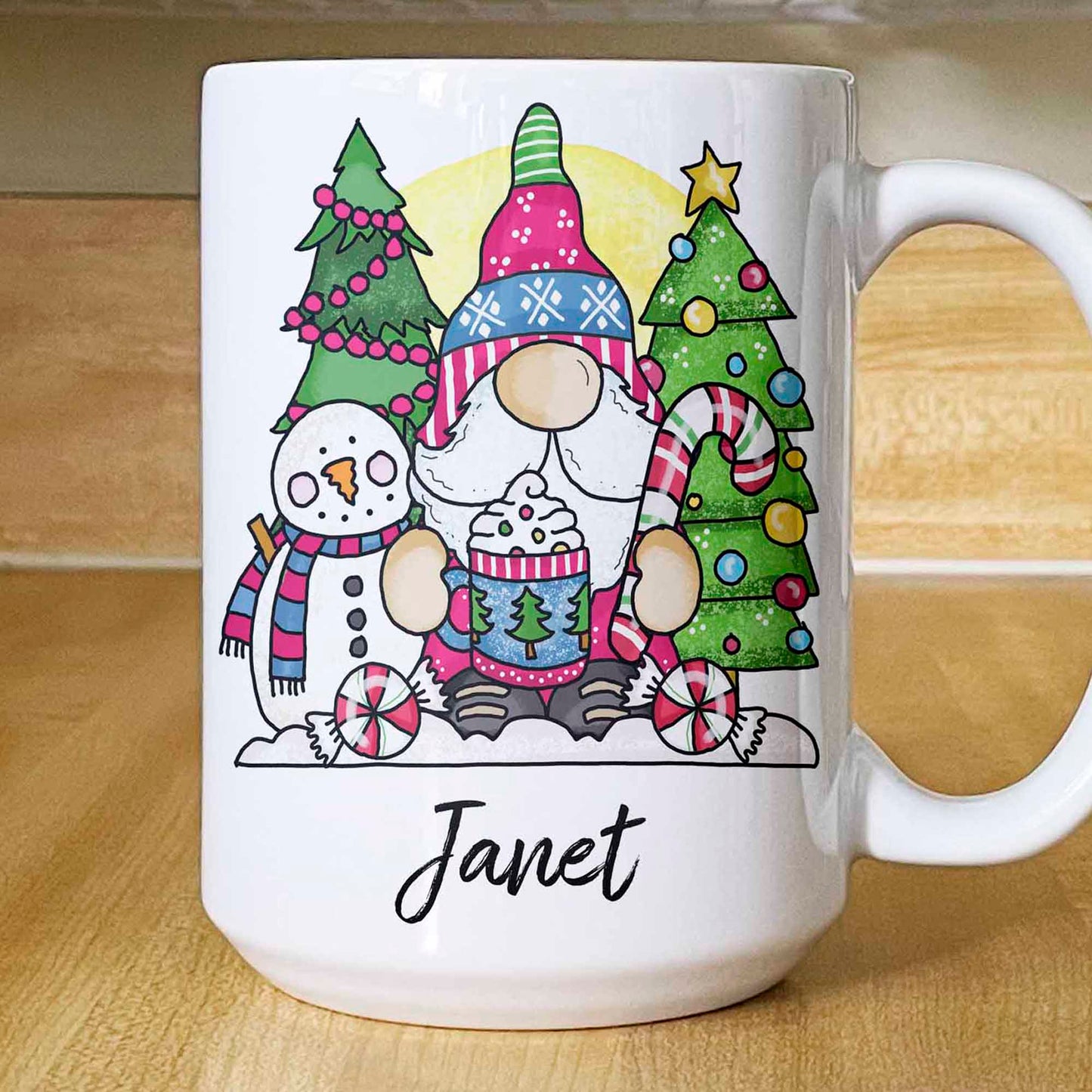 Personalized Christmas Gnome 15oz Mug