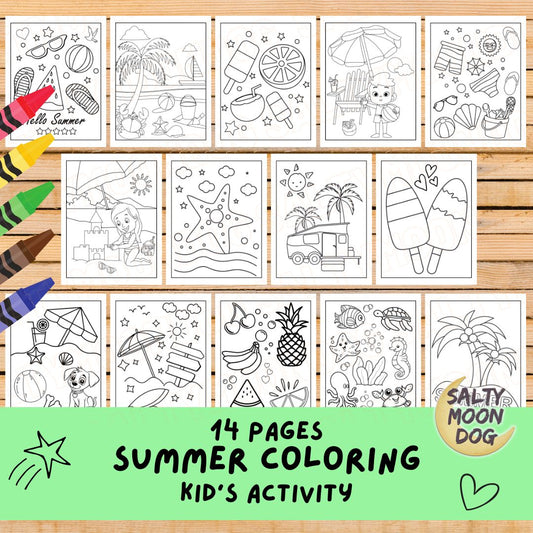 Summer Fun Coloring Page Set