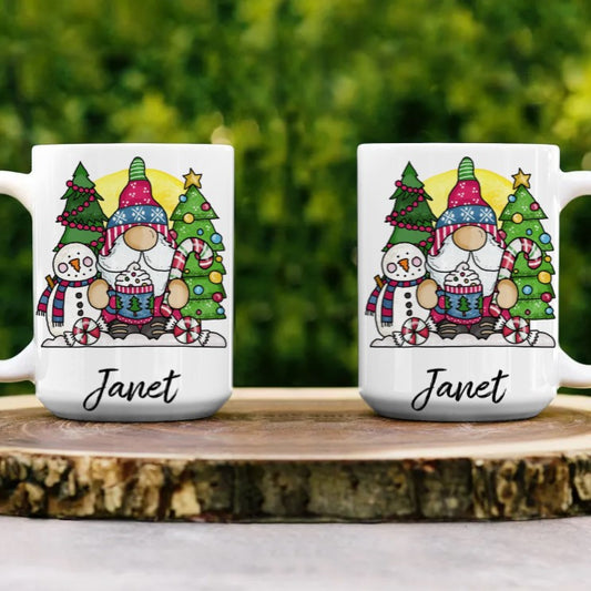 Personalized Christmas Gnome 15oz Mug