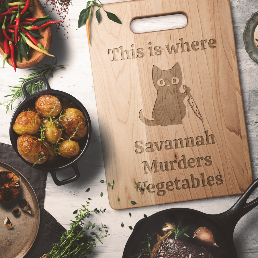 This Is Where I Murder Vegetables personalized cutting board