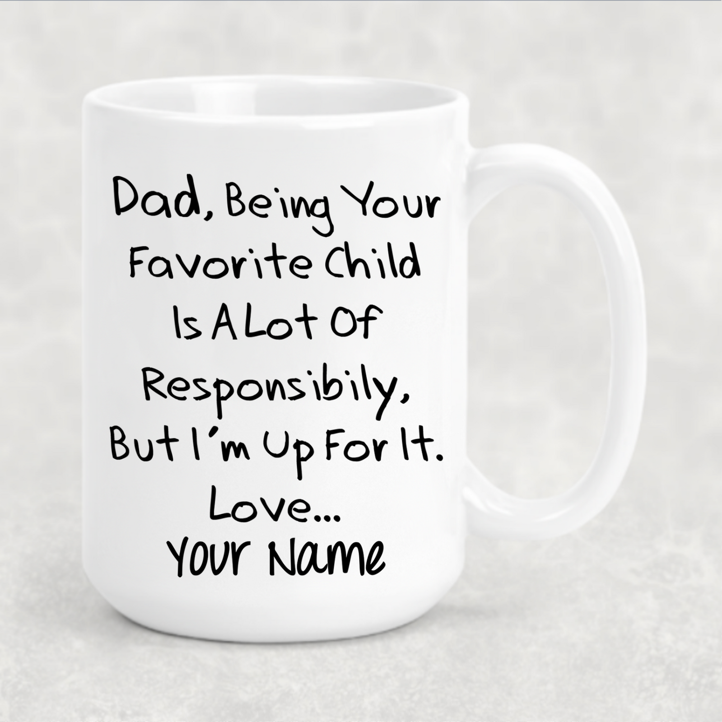 Personalized Dad's Favorite Child 15oz Mug - Perfect Gift for Father's Day
