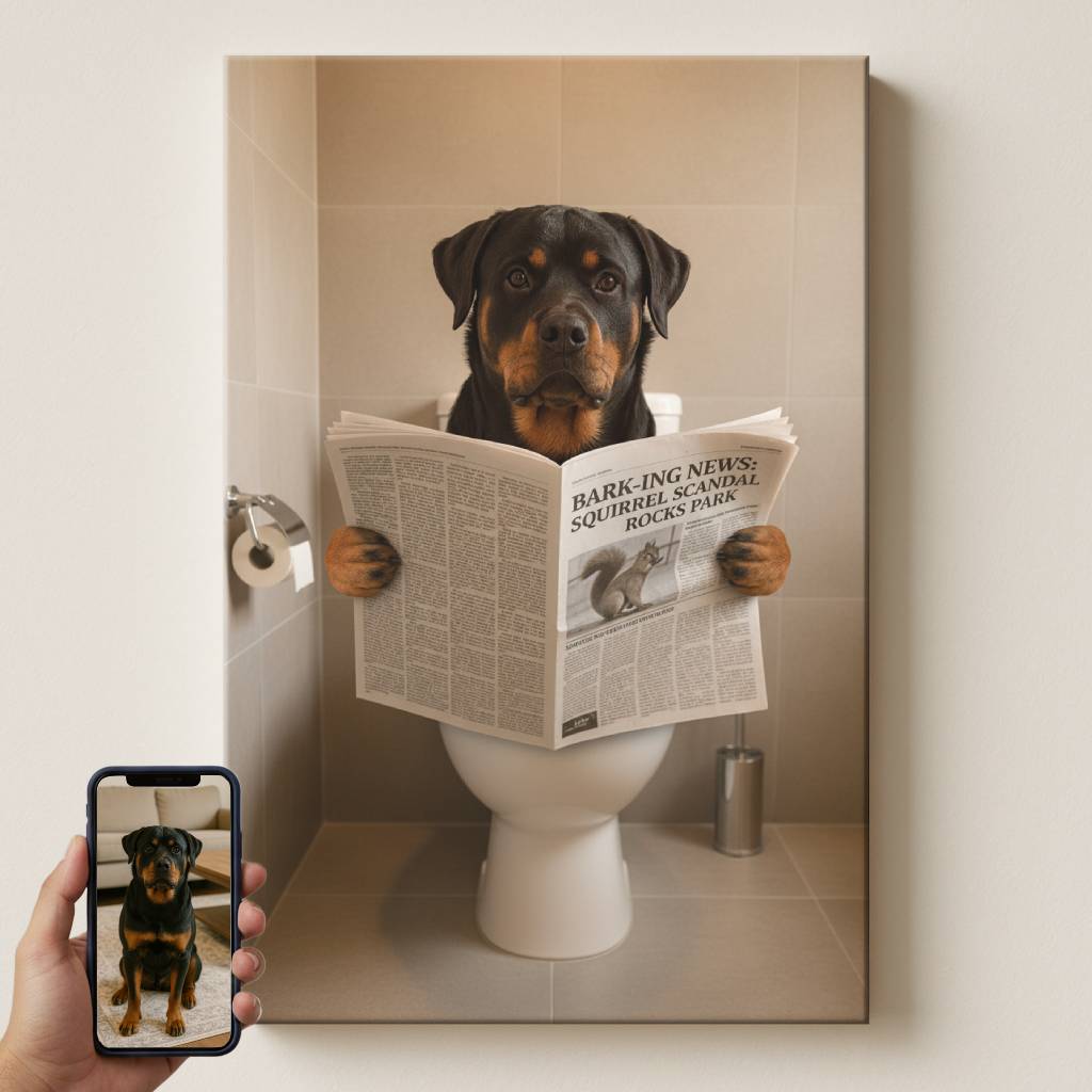 Funny Bathroom Pet Portrait