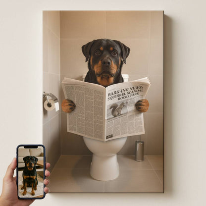 Funny Bathroom Pet Portrait