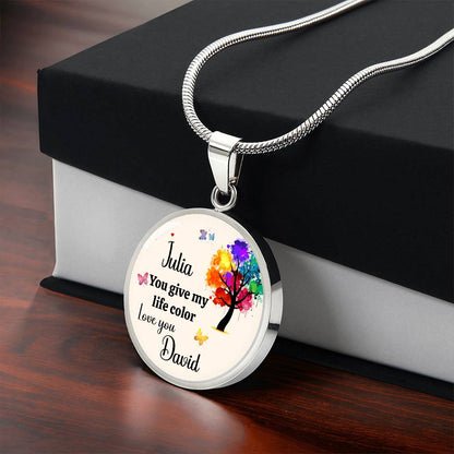 Personalized You Give My Life Color Necklace
